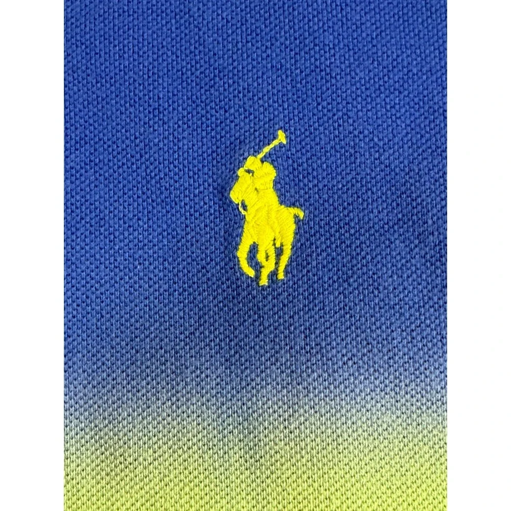 Polo Ralph Lauren Mens Custom Fit Ombre Polo Shirt Blue Green Pink Size M